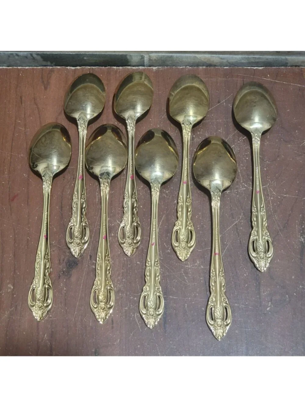 40 Piece Gold Electroplated Flatware Pierced Design Marked Stainless Steel Korea